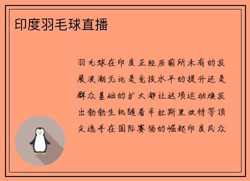 印度羽毛球直播